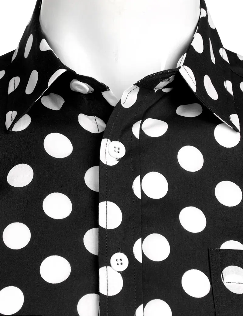 Black White Polka Dot Shirt Men Chemise 