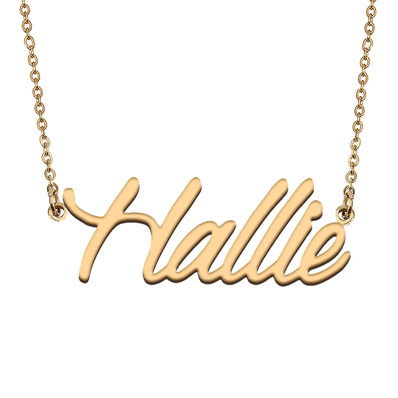 Hallie Custom Name Necklace Customized Pendant Choker Personalized Jewelry Gift for Women Girls Friend Christmas Present personalized animals metal bookmarks custom dog photo bookmark pet picture book page marker straight ruler gift for friend