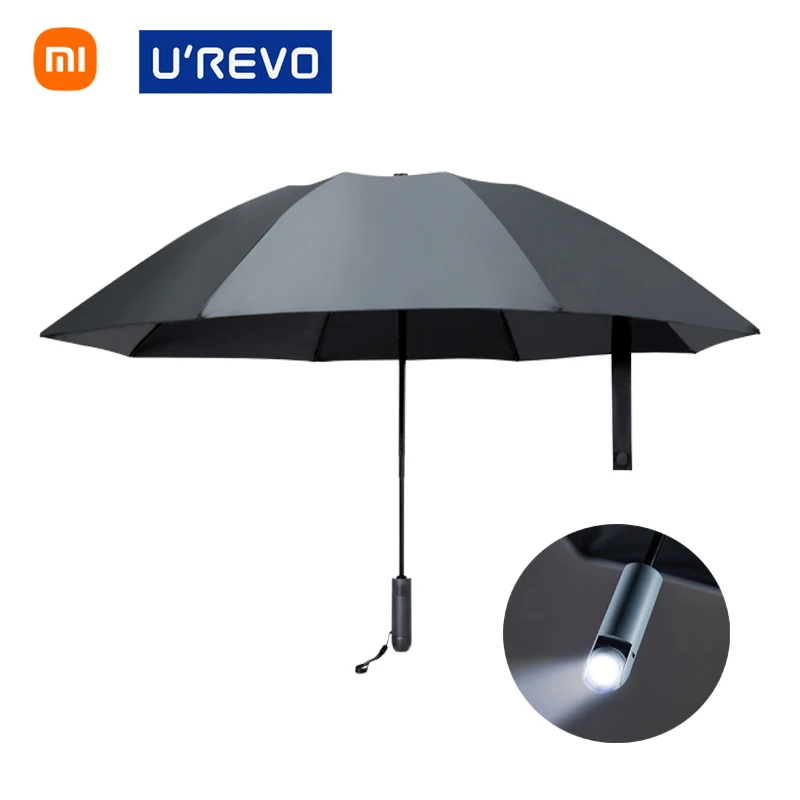 Xiaomi paraguas plegable Mijia UREVO negocios, sombrilla automática con luz LED, resistente al agua, UV, para sol lluvia|Estufas calentadoras manos| - AliExpress