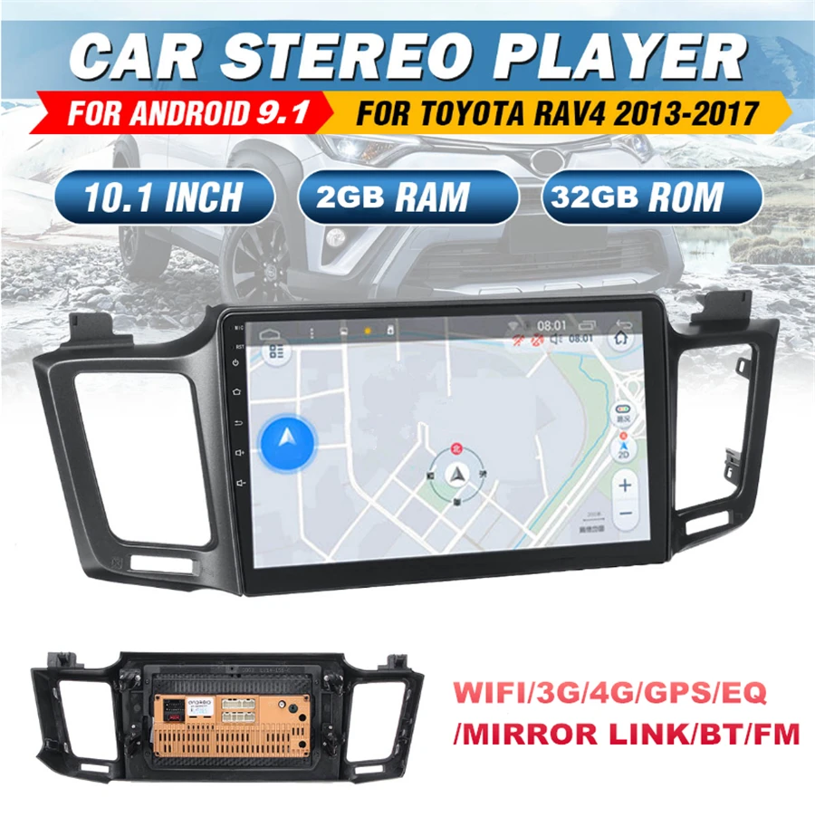 10," Android четырехъядерный ОЗУ 2 Гб ПЗУ 32 Гб стерео радио gps wifi для Toyota Rav4 2013-17(подходит только для левого вождения