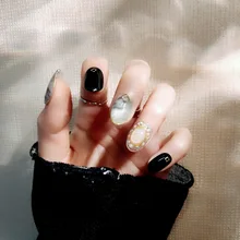 Маникюр готовый продукт онлайн Стиль Знаменитостей INS мраморные поддельные ногти готовой Продукт блесток Маникюр патч фототерапия a L