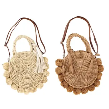 

Women's Straw Handbag Shoulder Lady Weave Crossbody Bag Tote Summer Holiday Beach Tot Satchel Purse LX9F