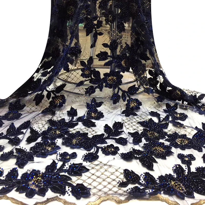 Модная африканская кружевная ткань высокого качества красивая Цветочная аппликация Алмазная Тюль французская кружевная ткань для женщин вечернее платье