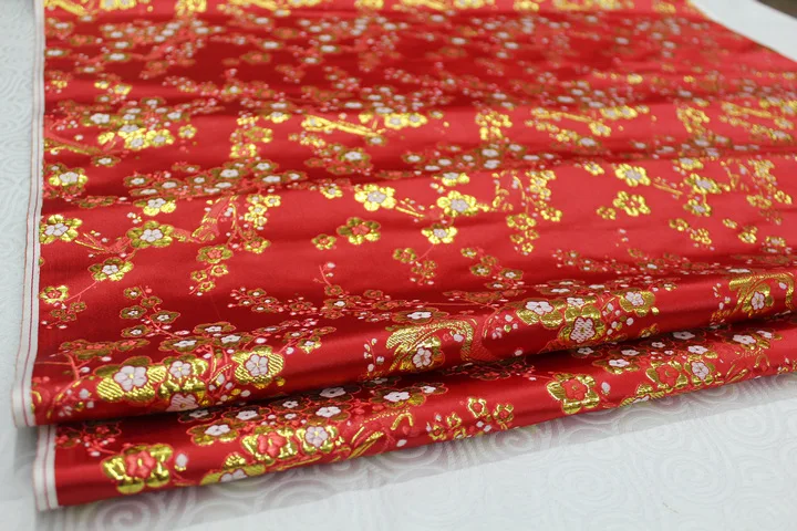 Античная жаккардовая парча металлическая шелковая ткань Cheongsam BJD платье монгольский халат материал Декоративные Diy ткань сливы