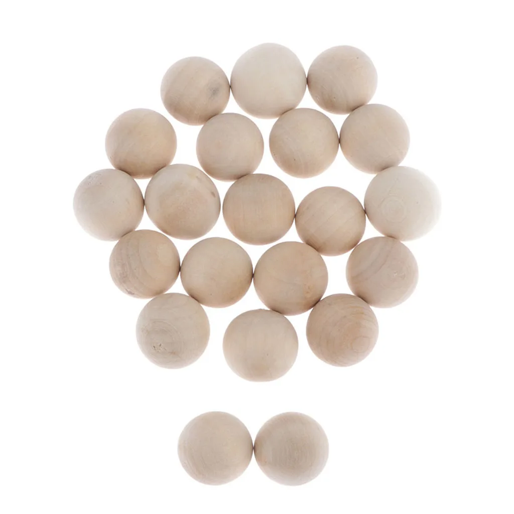 20 Pieces Hardwood Balls - 2cm/0.8inch Round Beech Wood Balls Beads for Crafts
