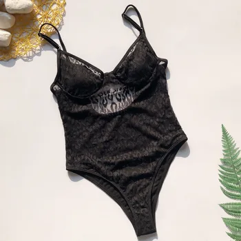 

Black Lace Print Women Swimwear Sexy Push Up One Piece Swimsuit Female Bather Bathing Suit Swim Bodysuit Lady