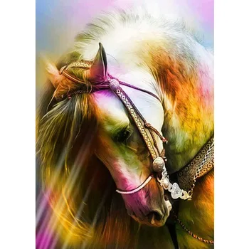 

Diamond painting horse full circle diamond cross stitch mosaic diamond embroidery animal rhinestone picture home decoration