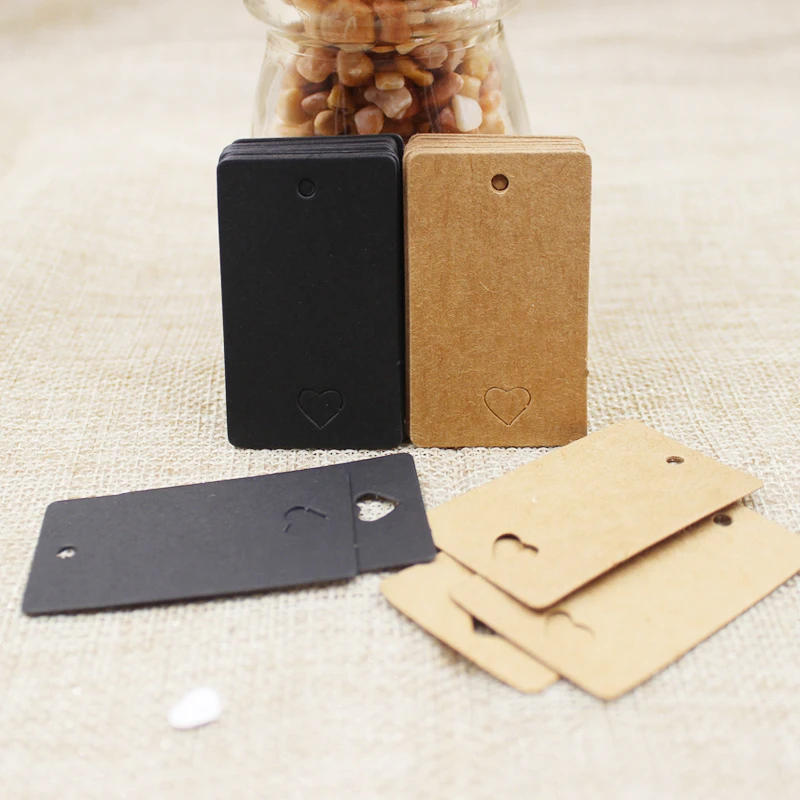 

1000pcs 5*3cm DIY Kraft /black /white paper blank tag with heart/star hollow for Bookmarks gift card tag
