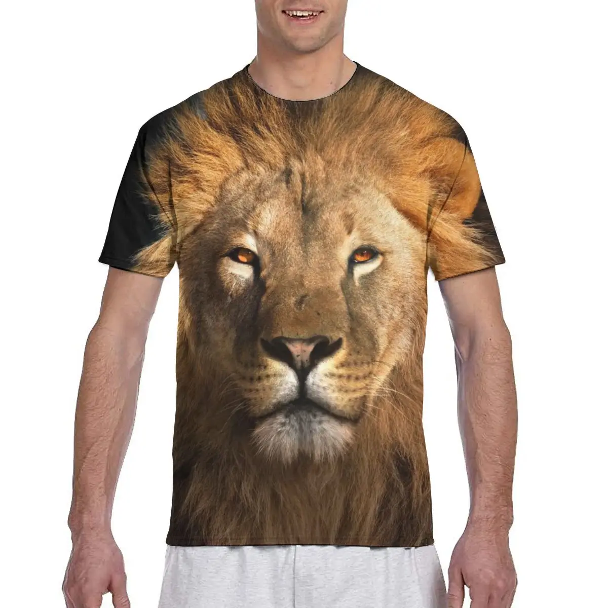Брендовая 3d футболка с животным львом Camiseta Мужская забавная одежда повседневная