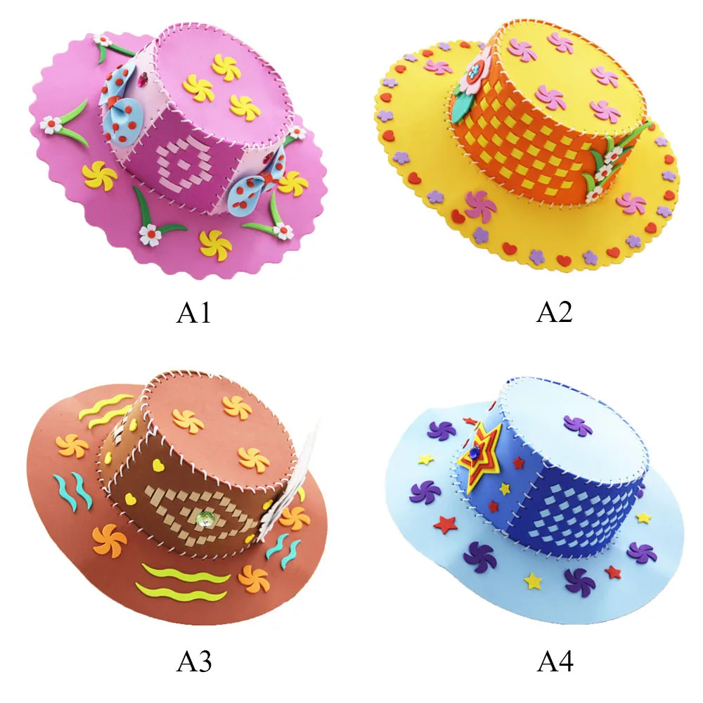 

EVA Paper Hat Weaving Hat Flowers Patterns DIY Craft Toys Party Gifts new