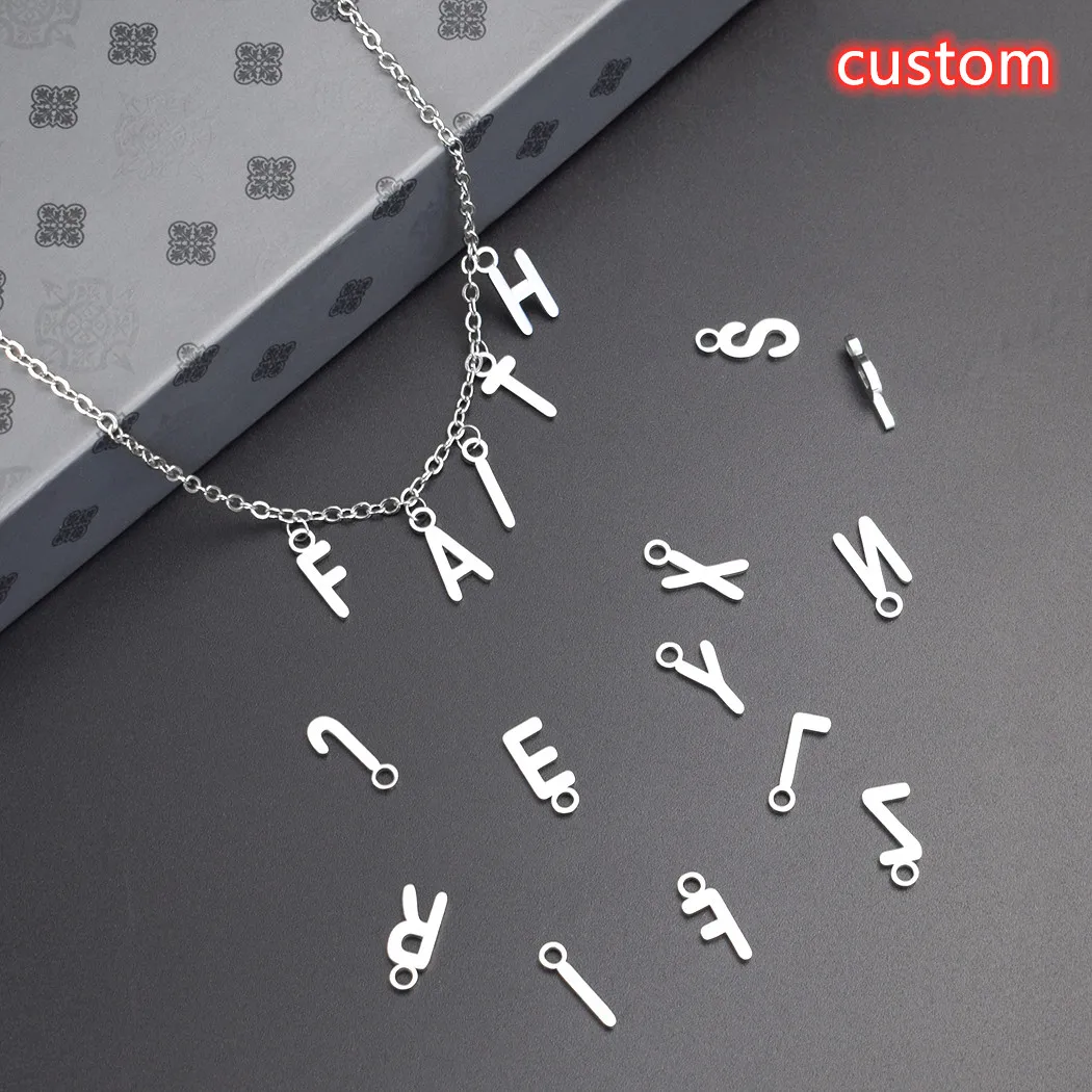 

Custom A-Z 26 Initial Letters Assemble Name Necklaces for Women Silver Color Stainless Steel Metal Alphabet Personalise Pendant