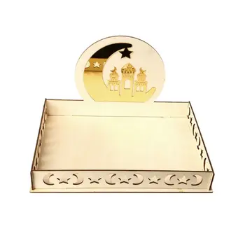 

Rustic Wooden Eid Mubarak Ramadan Moon Srar Party Serving Tableware Dessert Pastry Tray Display Holder Decor Ornament 425D
