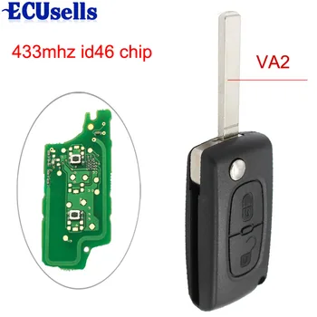 

Keyless Entry Remote Key Fob 2 Button 433MHz ID46 for Citroen C3 A51 Model DS3 VA2 Blade for 2010-2013