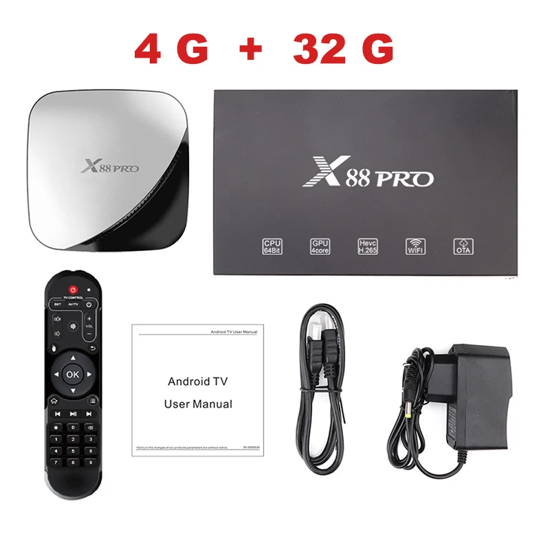 4GB RAM 32GB ROM X88 PRO tv Box Android 9,0 4 Гб ОЗУ 64 ГБ 32 ГБ Google Voice Assistant RK3318 четырехъядерный Wi-Fi YouTube 4K X88PRO 2GB16GB телеприставка - Цвет: 4GB RAM 32GB ROM