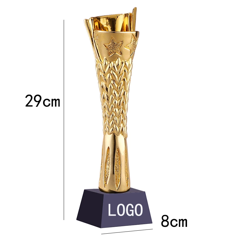 

Customized Harvest Wheat Ear Gold-plated Resin TrophyCustomized Annual Meeting Outstanding Employee Basketball Football Trophy