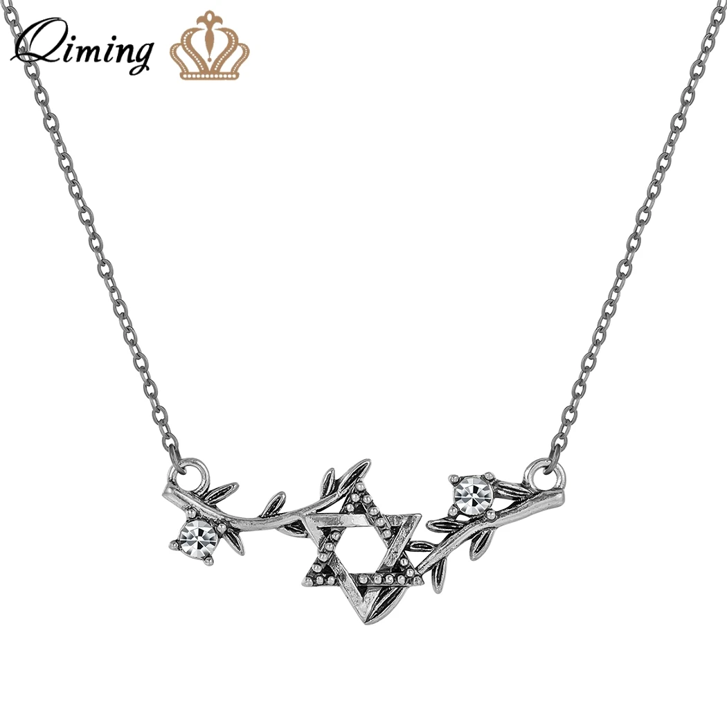QIMING Ankh Cross Eye Of Horus Necklace For Women Men Crystal Stone Stars Hexagram Pendant Chokers Vintage Jewelry | Украшения и