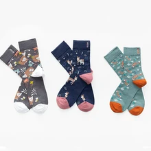 Персональные женские носки Харадзюку, Мультяшные носки с рисунками животных, Осень-зима, унисекс, хлопковые забавные носки средней длины, пара носков