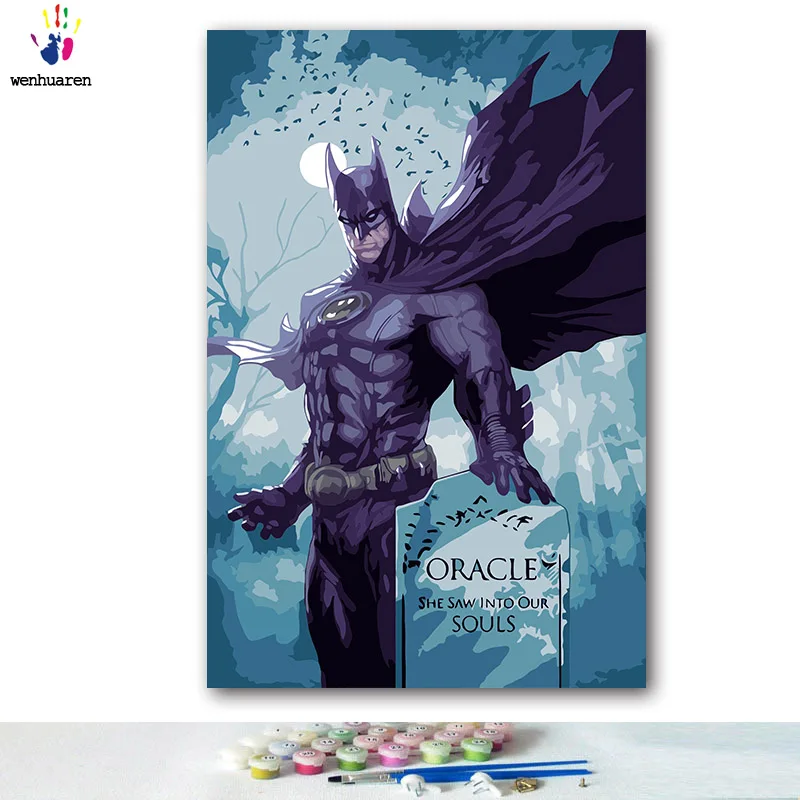 DIY colorings pictures painting by numbers with colors Spiderman flash picture Batman drawing paint by numbers framed Super hero - Цвет: 0076