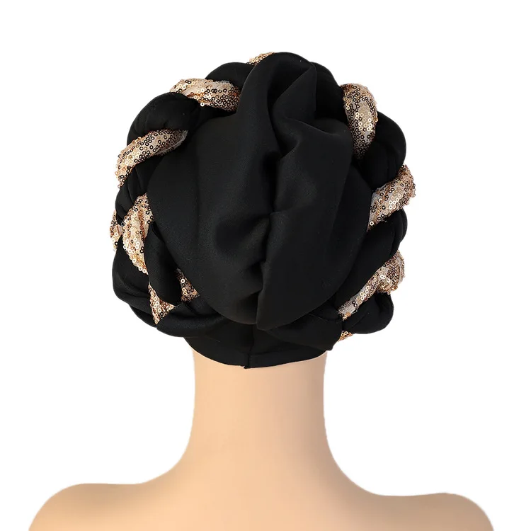 african attire for women 2021 Latest African Auto Geles Headtie Already Made Headties Shinning Sequins Turban Cap for Women Ready Female Head Wraps african wear for ladies