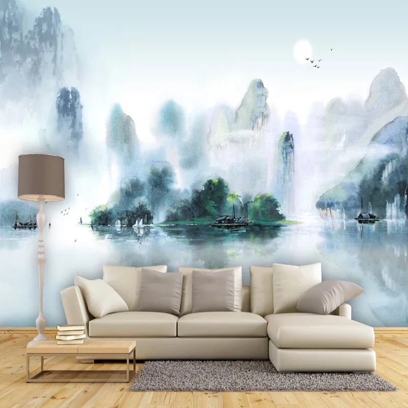 Китайский стиль чернила пейзаж настенные обои 3D гостиная спальня фон Настенный декор Papel де Parede Sala 3D художественные обои