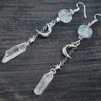 Celestial earrings,Moon Earrings,Moon Goddess Earrings,witch earrings,winter solstice,Festival,quartz Earrings