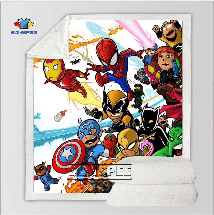 SONSPEE Marvel hero аниме Харадзюку для детей и взрослых 3d принт одеяло удобный диван пододеяльник теплое постельные принадлежности диван офисное одеяло для короткого сна