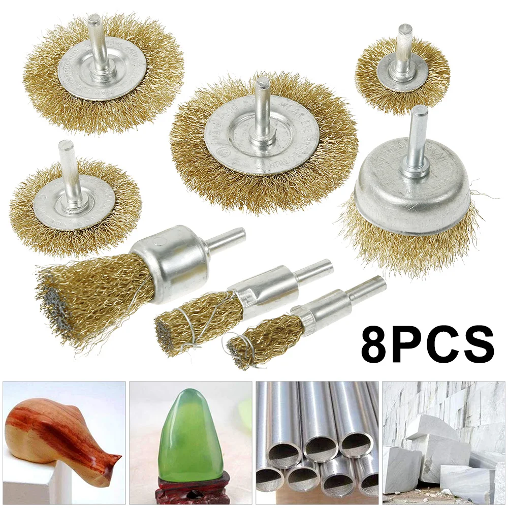 8pcs/lot Brass Brush Wire Wheel Brushes Electric Rotary Grinder Tool