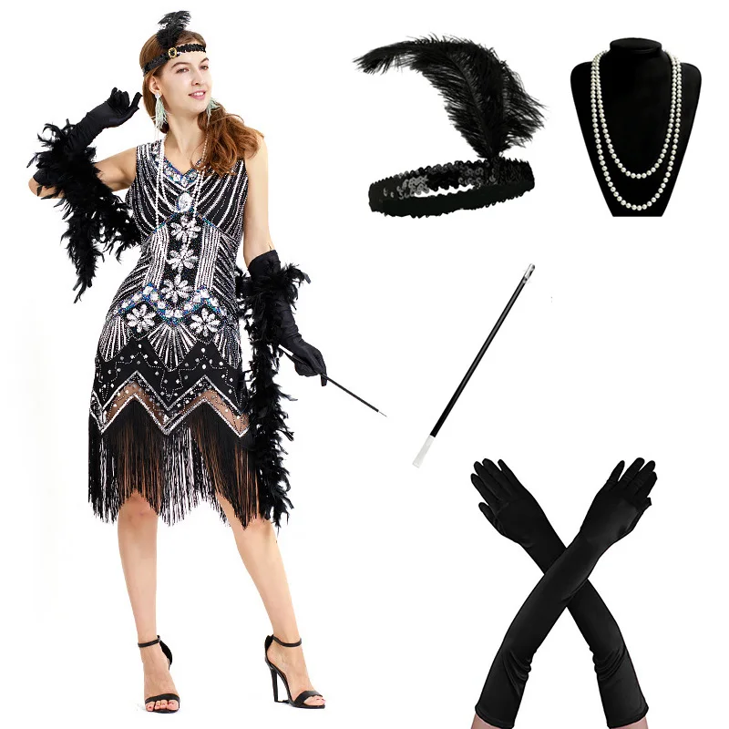 Preise 1920s Flapper Kleid Great Gatsby Party Abend Pailletten Fransen Kleider Kleid