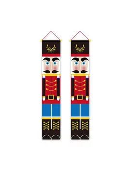 

1 Pair Soldier Walnut Christmas Decoration Fabric Hanging Curtain Front Door Sign Door Ornament Christmas Party Supplies