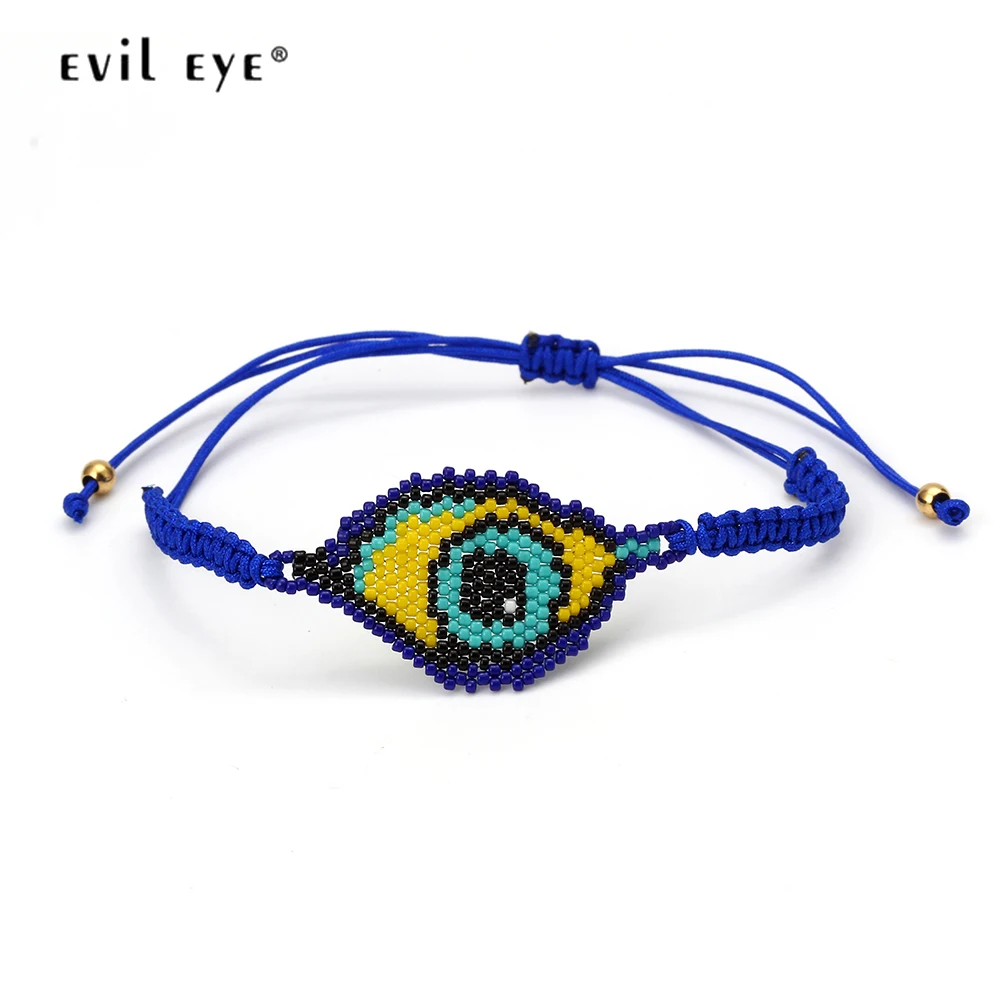 EVIL EYE Miyuki плетеный браслет из бисера голубая веревка цепочка регулируемый браслет с бусинами ручной работы DIY ювелирные изделия для женщин EY6393