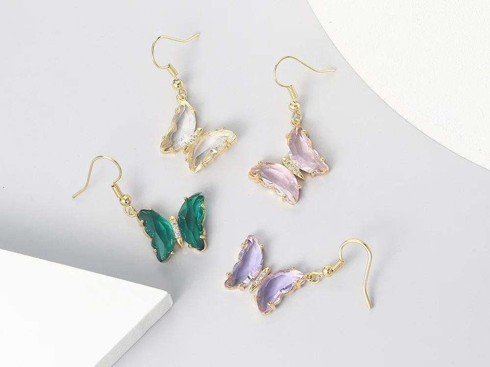 ZHOUYANG Kristall Schmetterling Ohrringe Für Frauen Koreanische Stil Ästhetischen Miuticolor Piercing Earing Großhandel Modeschmuck E133 – Detail 1