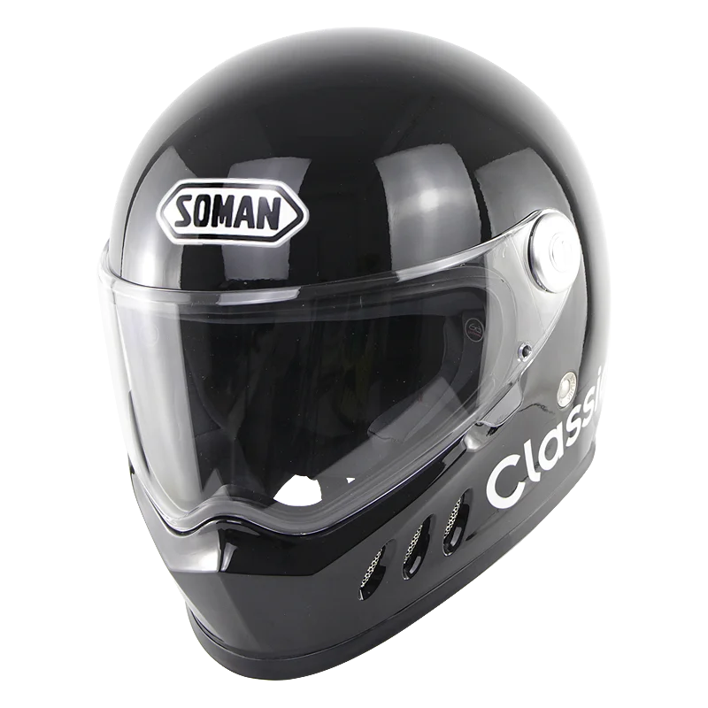 Soman шлем полный лицо Человек руля высокое качество Casco Moto Ece Сертифицированный Casco Patinete шлем козырек Visiera Casco Moto - Цвет: Shiny Black