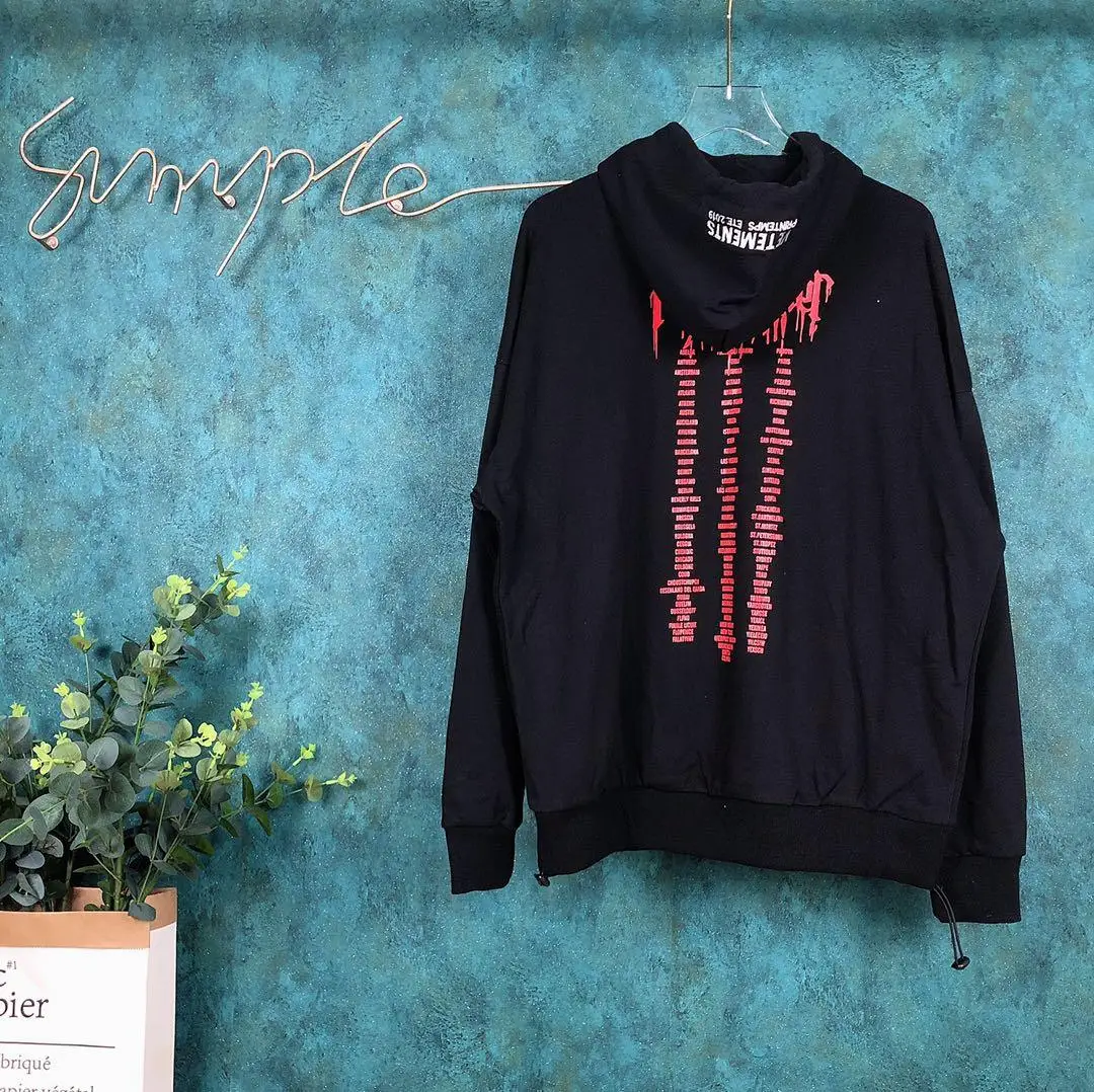 Vetements толстовки 1:1 высокого качества капля крови письмо печать вышивка хип хоп kanye west vetements Толстовка "Fear of God" для мужчин и женщин
