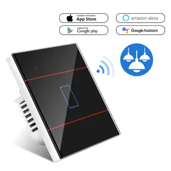 

Wifi Wall Light Switch Glass Screen Touch App Control Smart Wireless Wall Switch Work With Alexa Google Home 1/2/3 GANG EU/UK
