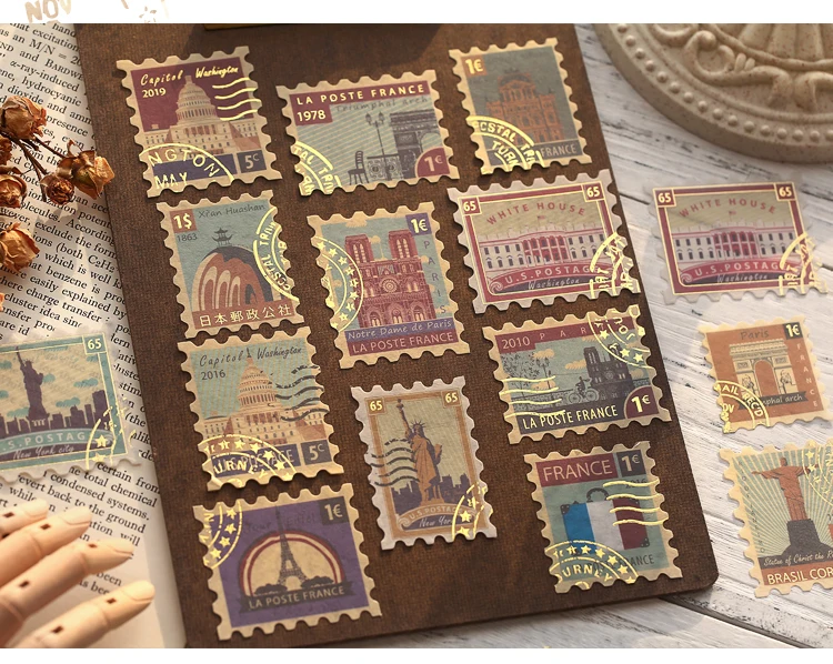 40pcs Vintage Stickers Museum Series Decorative Scrapbooking Stick Label Journaling Album Stationery Retro Stamp Plant Sticker
