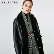 Женское пальто из шерсти средней длины с двусторонним отворотом из искусственной кожи S | 4184P3505