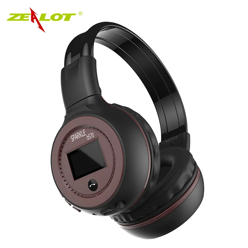 ZEALOT B570 мощный бас наушники складные HIFI стерео беспроводной ЖК дисплей экран