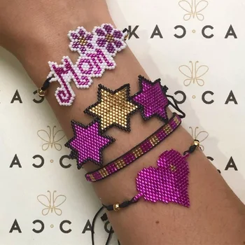 

Go2boho 2020 MIYUKI Bracelet Purple Pulseras Mujer Moda Star Heart Jewelry Armband Insta MOM Letter Bracelets Women Girl Gift