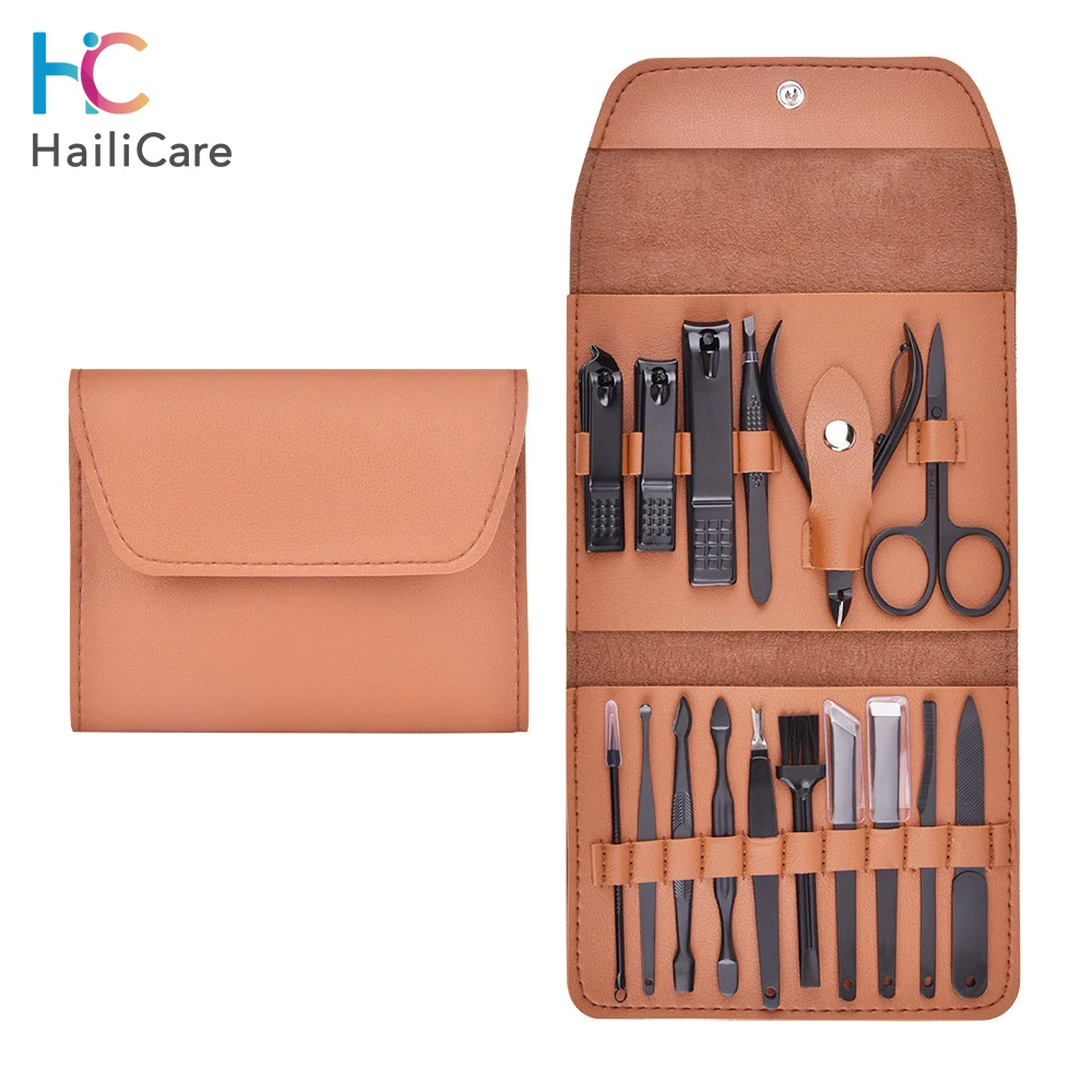 Günstig Faltbare Edelstahl Nail art Maniküre Werkzeuge Nägel Clipper Häutchen Entferner Pediküre Kit Pflege Werkzeuge in Reisetasche