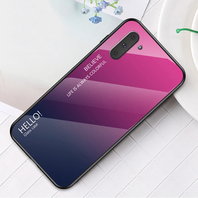 Rose Alxun для samsung Note10 Plus, чехол с цветным градиентом, силиконовая рамка, закаленное стекло, задняя крышка для samsung Note10 Pro Note10+ чехол - Цвет: Rose