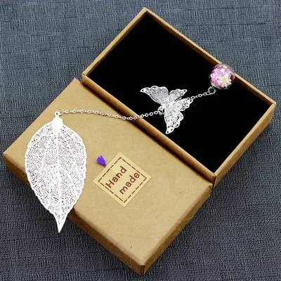 Chinese style classical metal feather bookmark creative dried flowers eternal flower student gift DHL free shipping