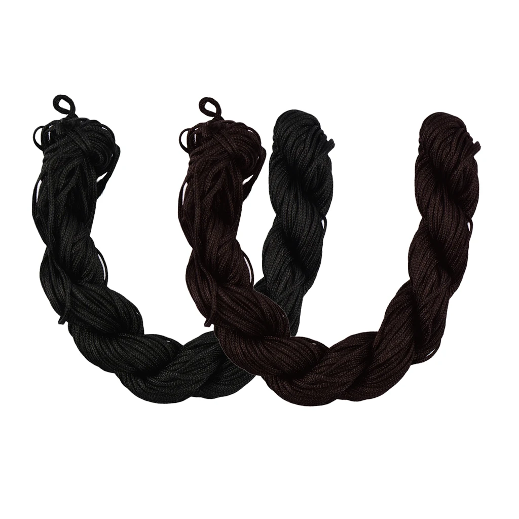 60m 1mm Braided Cord Chinese Knotting Macrame Cord String Brown & Black