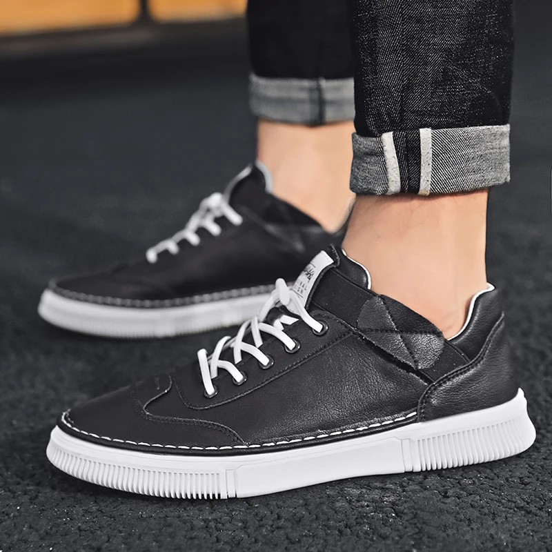 

Fashion Men Luxury Shoes lace up Black Leather Shoes leather lace up Autumn Shoes Men Casual Loafers Chaussure Homme Cuir a4