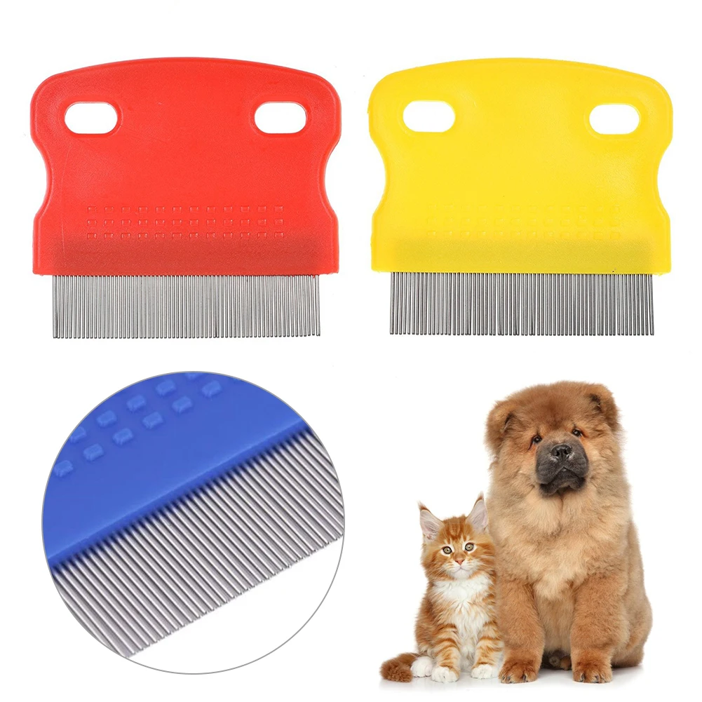 Cepillo multifunción de acero inoxidable para mascotas, peine para pulgas, pelo de perro cuidado, suministros de limpieza de Color aleatorio, 1 Uds.