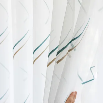 

White Ttulle Meteor Shower Embroidery Sheer Curtains for Living Room Bedroom Yarn Kitchen Window Treatments Drapes Fabric