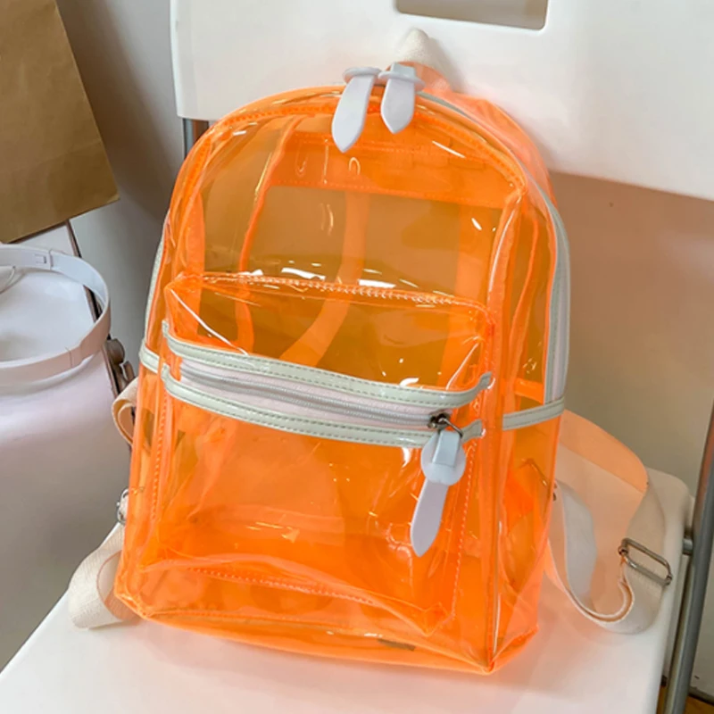 Mochila impermeable de PVC para mujer, nueva mochila de moda, bolsa de gelatina transparente, bolsa de viaje de verano, bolsa de estudiante de ocio