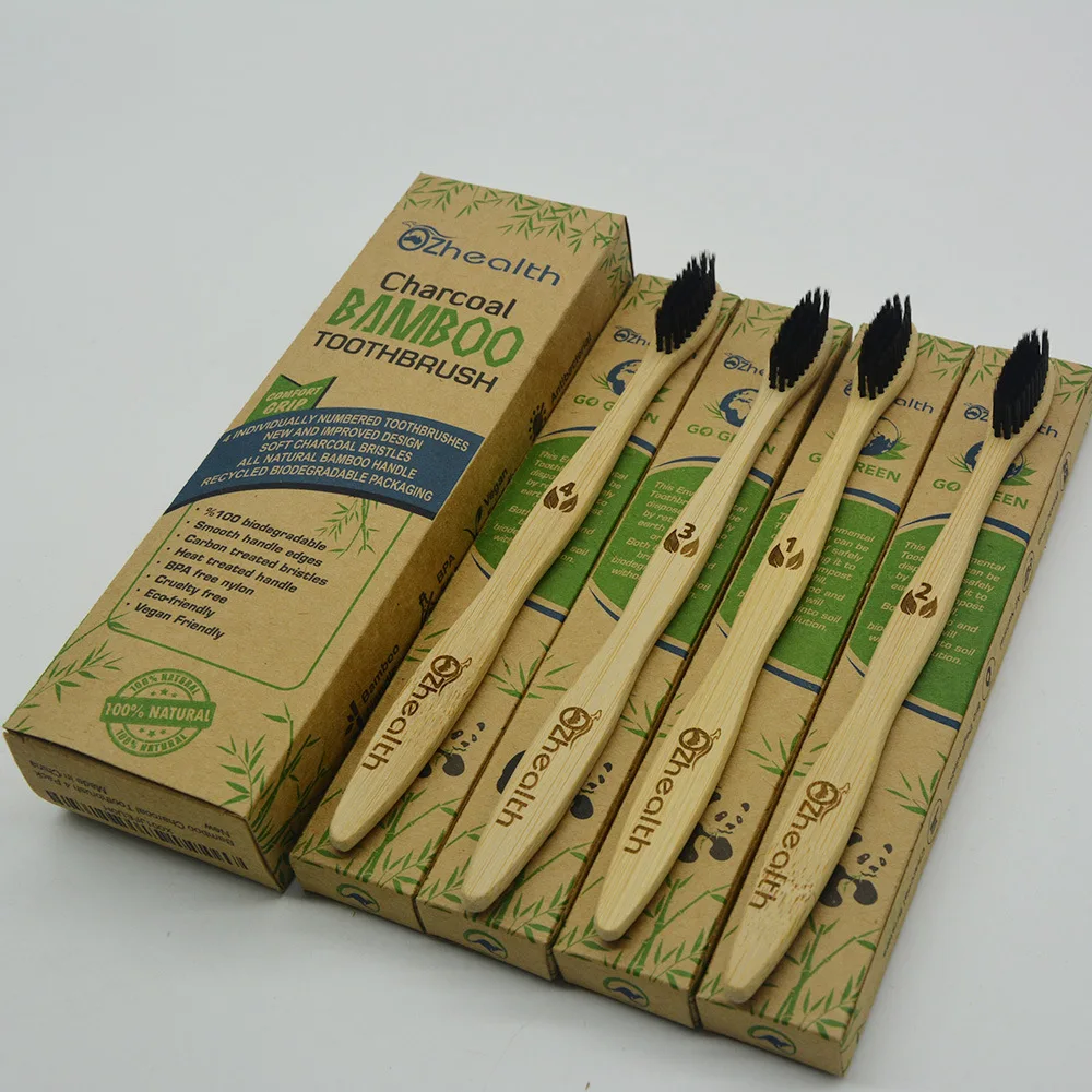 

Ecological Bamboo Toothbrush zhu ya shua 4 in One Packaging Custom Logo, Printing Logo Carton