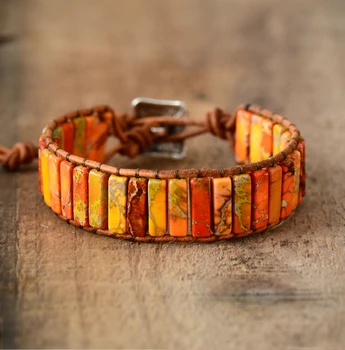 

Unisex Bohemian BraceletsNatural Stonse Single Leather Wrap Bracelet Beaded Couples Bracelet Bestfriend Gifts Fashion Accessorie