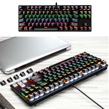 

Metoo Edition Mechanical Keyboard 87 Keys Gaming Keyboard Mix Backlit LED Colorful Blue Switch Keyboards For Gamer PC Laptop
