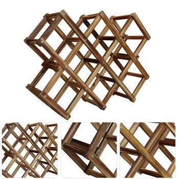 

Classical Wooden Red Wine Rack Beer Foldable 10 Bottle Holder Kitchen Bar Display Shelf Organizer Home Table Decor